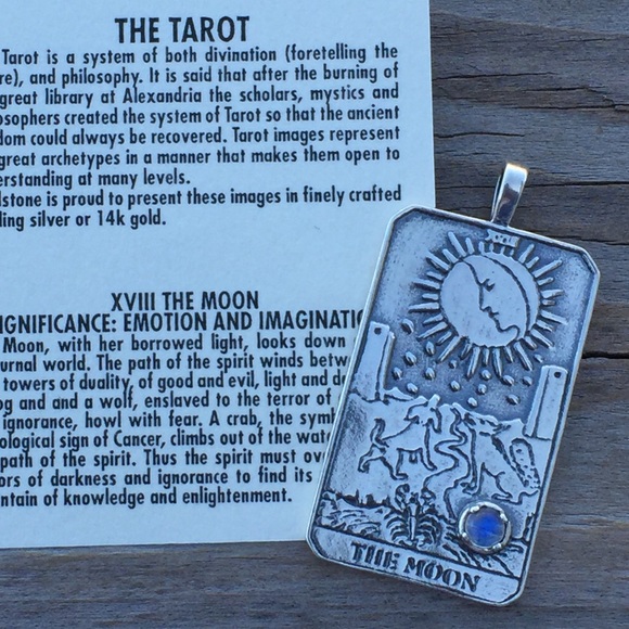 Moon Tarot Pendant Sterling Silver Rbw Moonstone - Picture 7 of 7